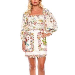 Farm Rio Delicate Forest Scarves Mini Dress Sz XS